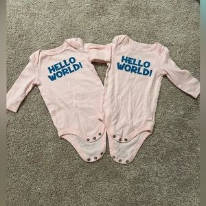 3 months “Hello World” l/s onesies